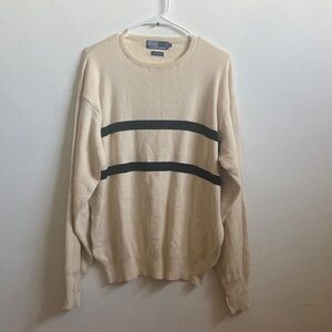 Men's Ralph Lauren Cream Sweater with Black Stripes